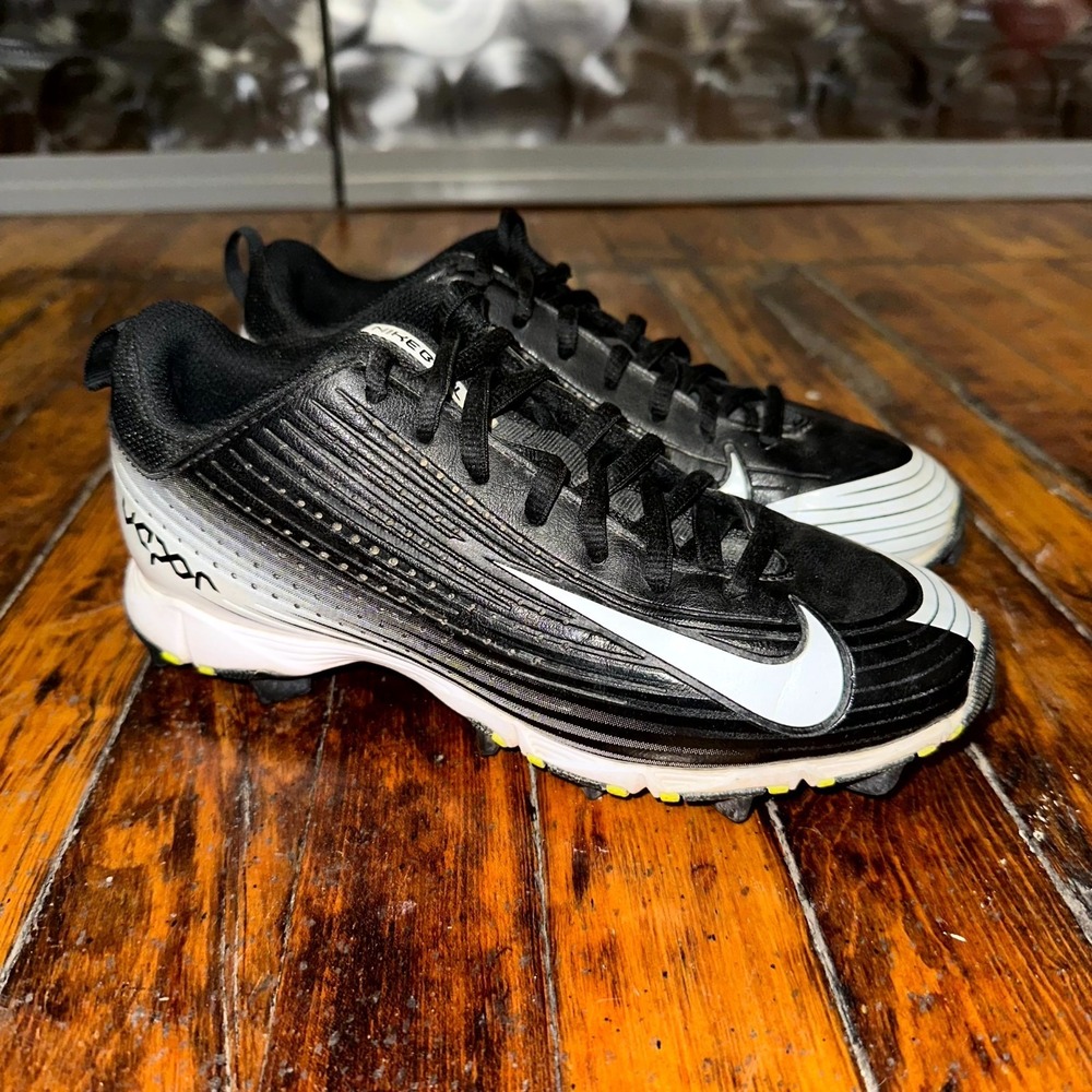 Nike Vapor Keystone 2 Low Cleats Boys Size 4.5‎ Black White Baseball Shoes